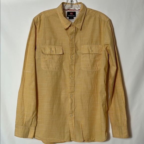 Quiksilver Mustard Men’s Size M Long Sleeve Casual Button Front Cotton Shirt - Picture 1 of 4